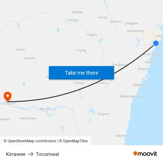 Kirrawee to Tocumwal map