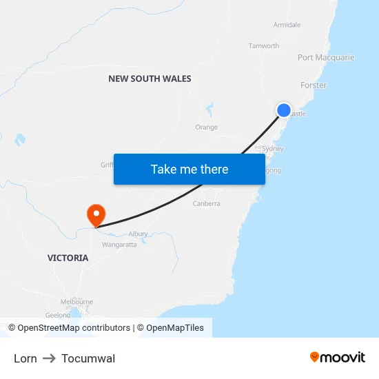 Lorn to Tocumwal map