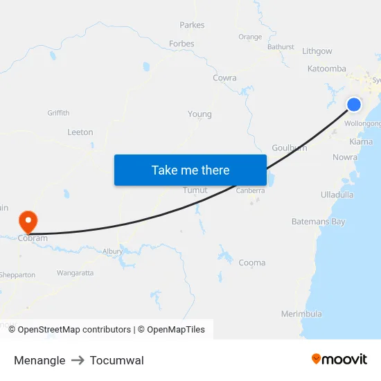 Menangle to Tocumwal map