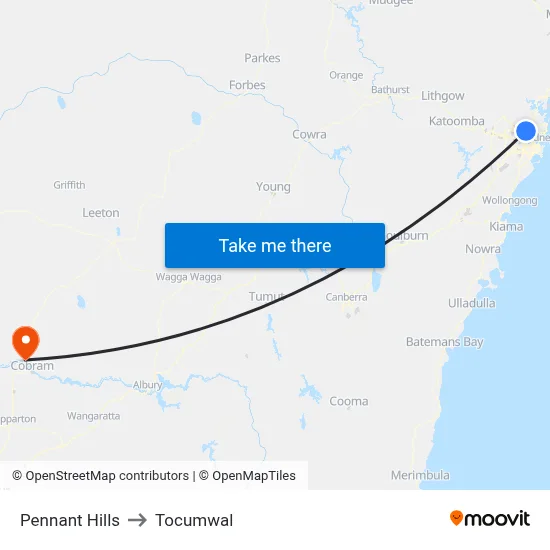Pennant Hills to Tocumwal map