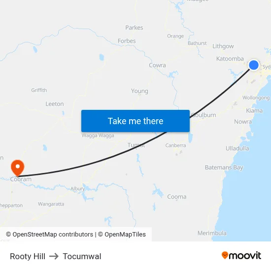 Rooty Hill to Tocumwal map