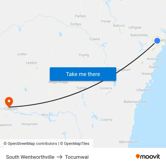 South Wentworthville to Tocumwal map