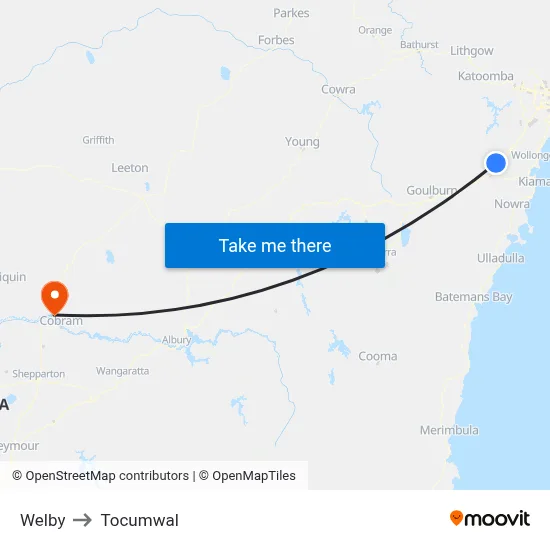 Welby to Tocumwal map
