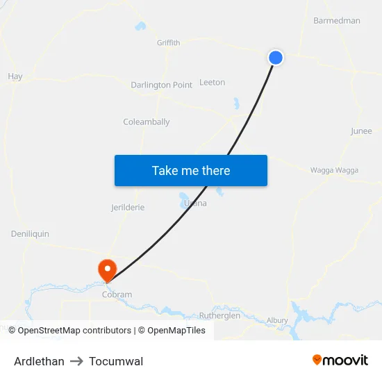 Ardlethan to Tocumwal map