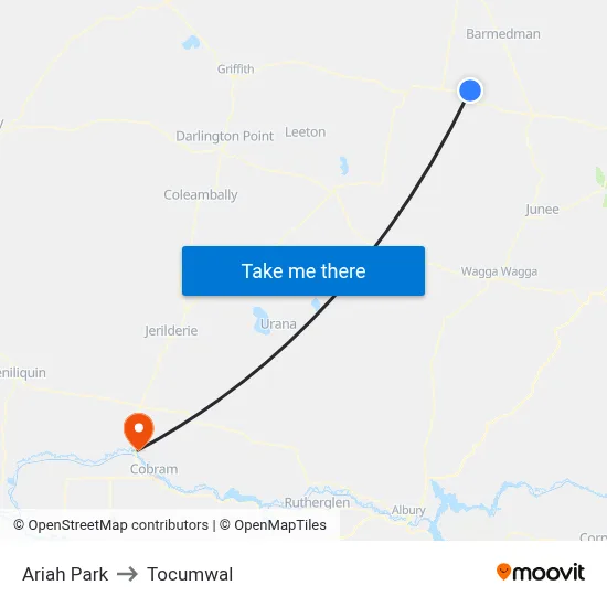 Ariah Park to Tocumwal map