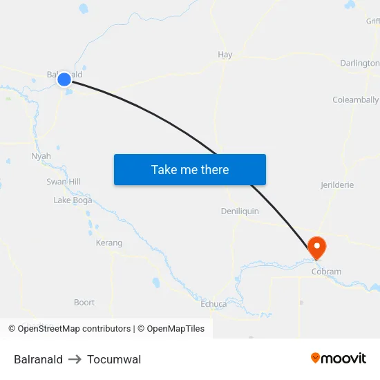 Balranald to Tocumwal map