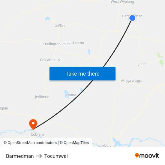Barmedman to Tocumwal map