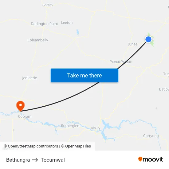Bethungra to Tocumwal map