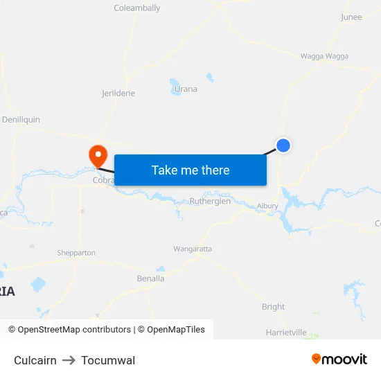 Culcairn to Tocumwal map