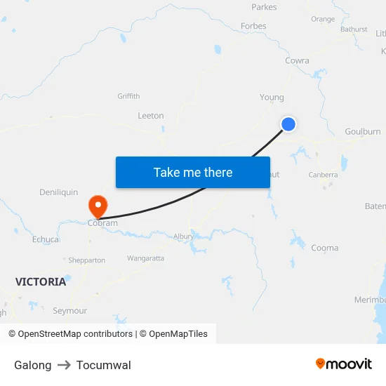 Galong to Tocumwal map
