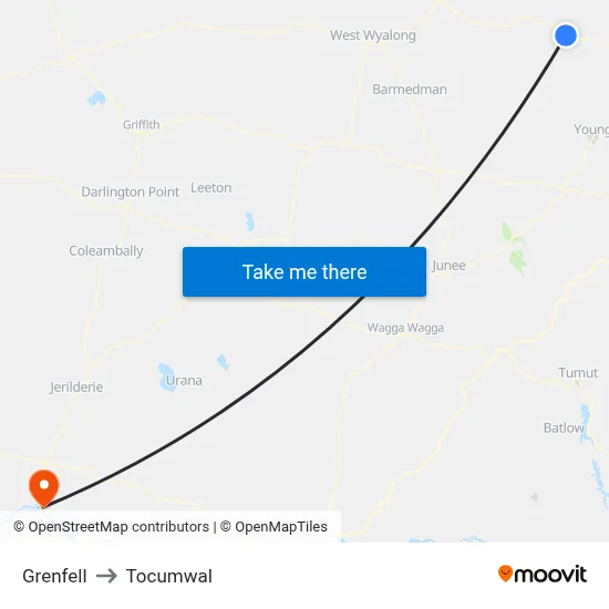 Grenfell to Tocumwal map
