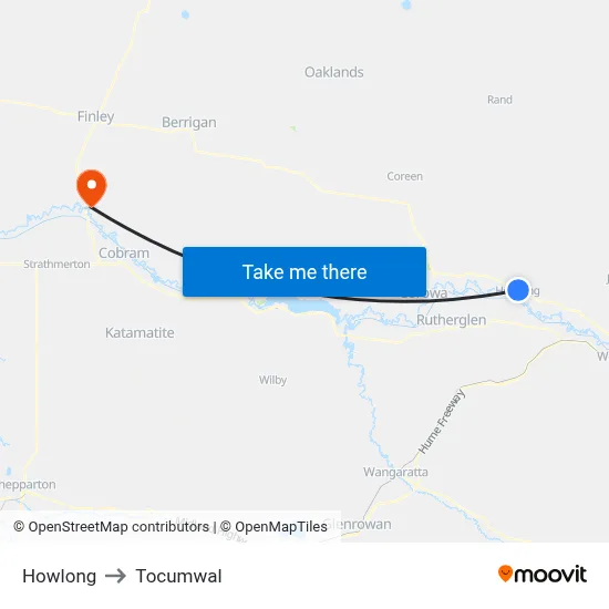 Howlong to Tocumwal map
