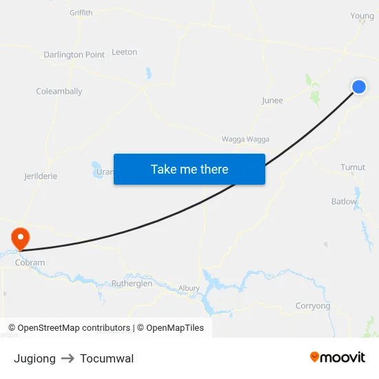 Jugiong to Tocumwal map