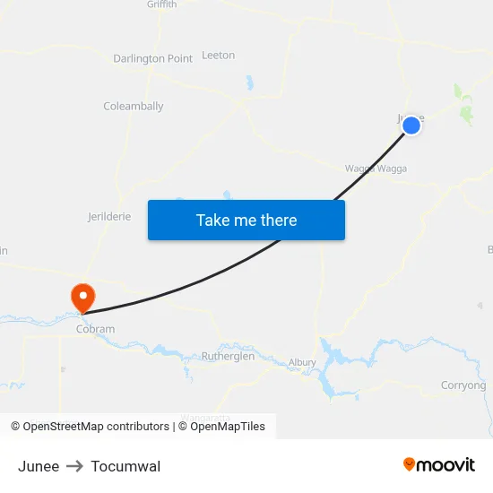 Junee to Tocumwal map