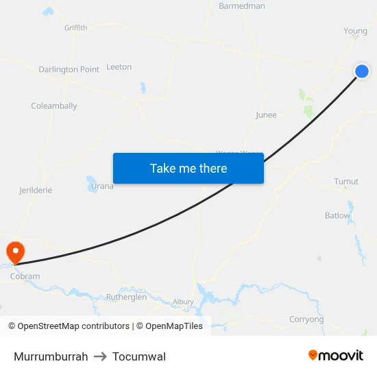 Murrumburrah to Tocumwal map