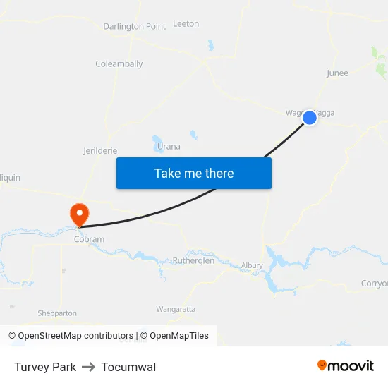 Turvey Park to Tocumwal map