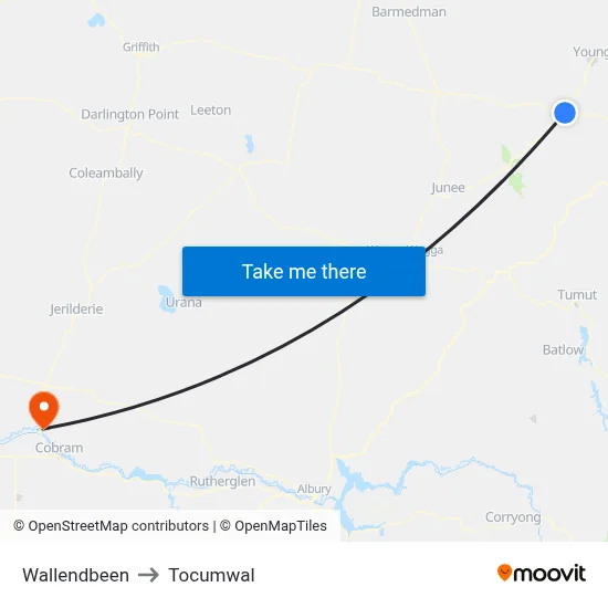 Wallendbeen to Tocumwal map