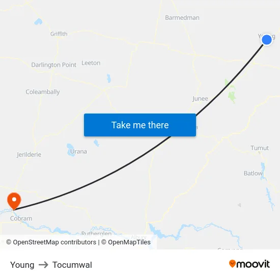 Young to Tocumwal map
