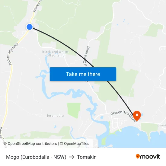 Mogo (Eurobodalla - NSW) to Tomakin map
