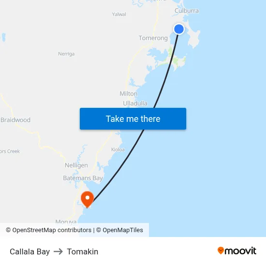 Callala Bay to Tomakin map