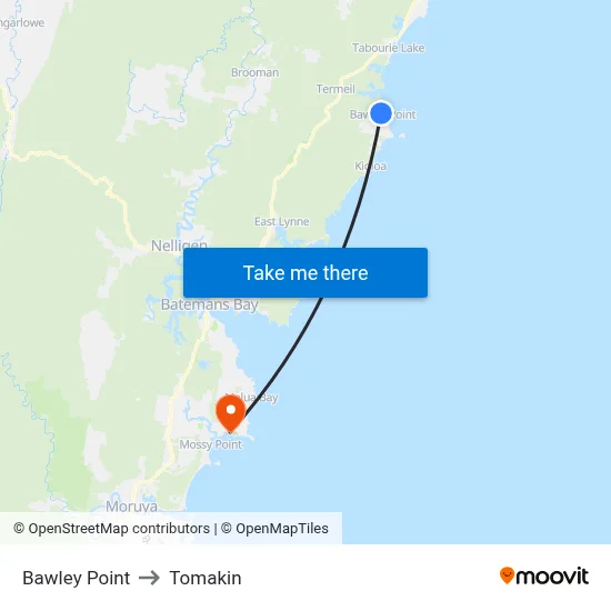 Bawley Point to Tomakin map
