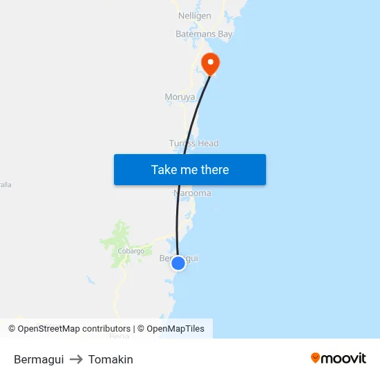 Bermagui to Tomakin map