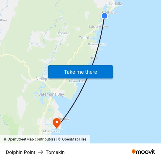 Dolphin Point to Tomakin map