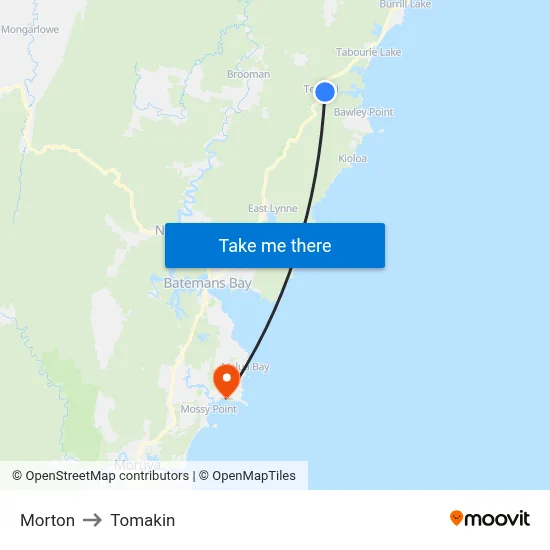 Morton to Tomakin map