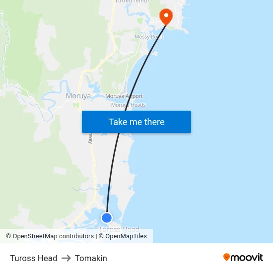 Tuross Head to Tomakin map