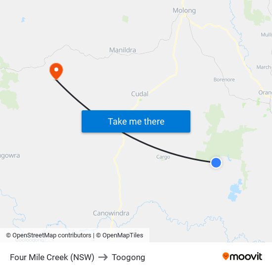 Four Mile Creek (NSW) to Toogong map