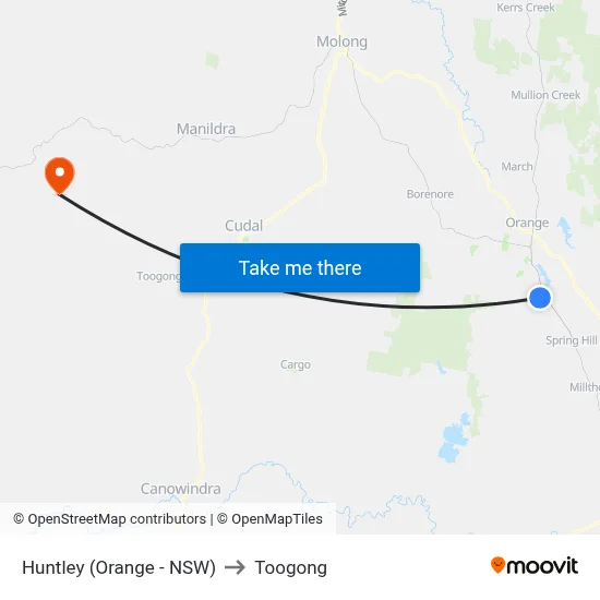 Huntley (Orange - NSW) to Toogong map