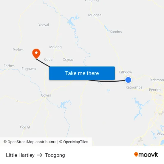 Little Hartley to Toogong map