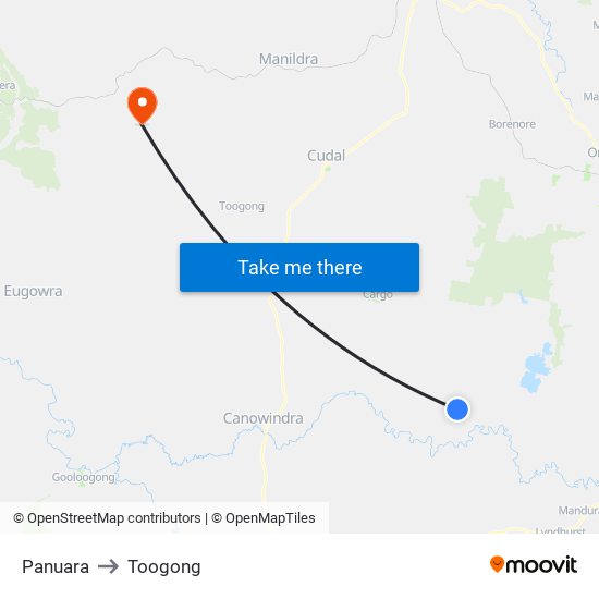 Panuara to Toogong map