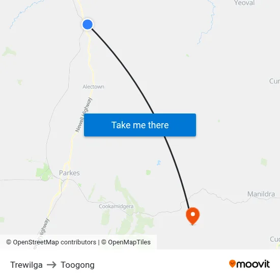 Trewilga to Toogong map