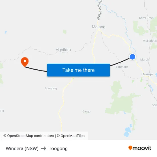 Windera (NSW) to Toogong map