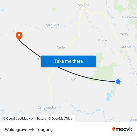 Waldegrave to Toogong map