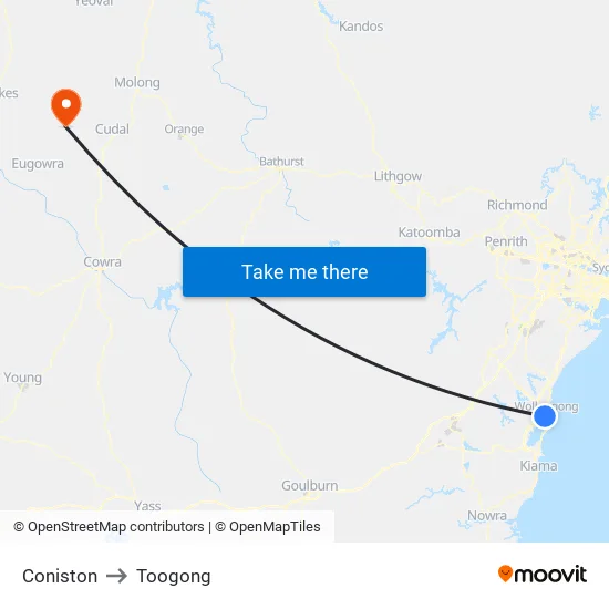 Coniston to Toogong map