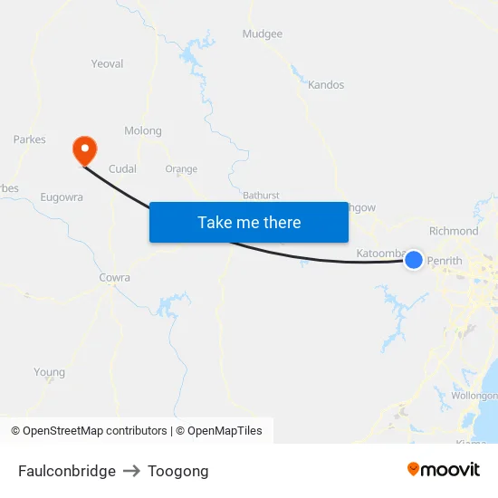 Faulconbridge to Toogong map