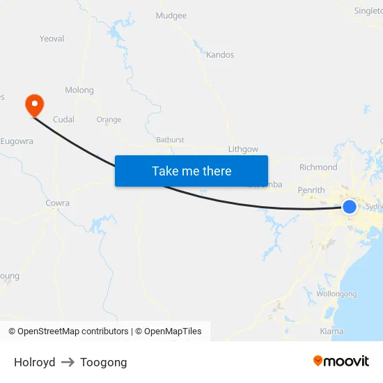 Holroyd to Toogong map