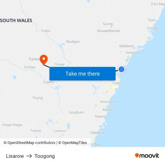 Lisarow to Toogong map