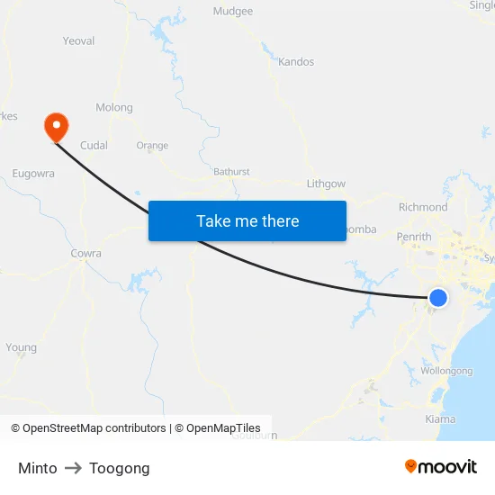 Minto to Toogong map