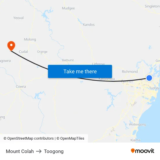 Mount Colah to Toogong map