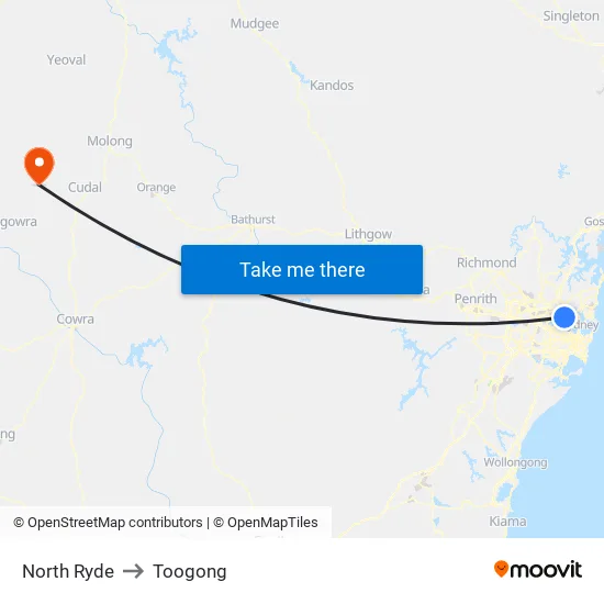 North Ryde to Toogong map