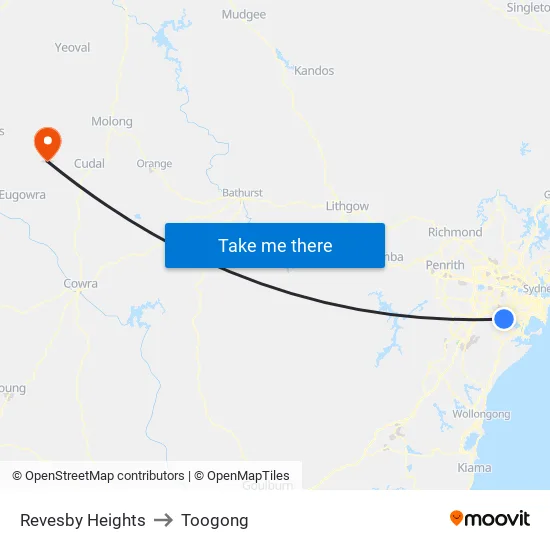 Revesby Heights to Toogong map