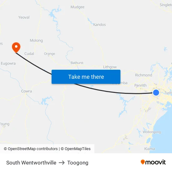 South Wentworthville to Toogong map