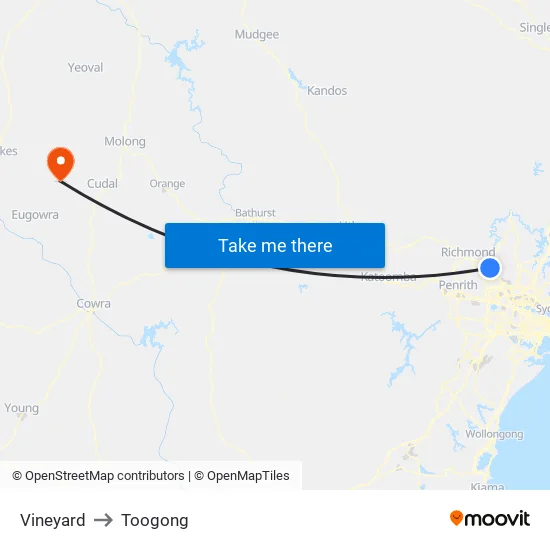 Vineyard to Toogong map
