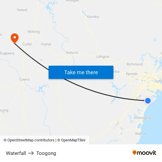 Waterfall to Toogong map