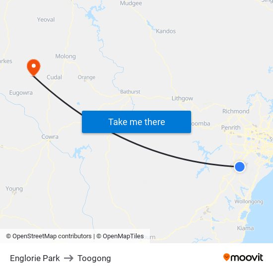 Englorie Park to Toogong map