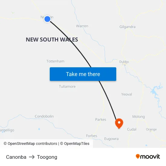 Canonba to Toogong map