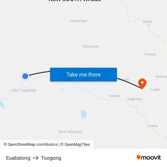 Euabalong to Toogong map